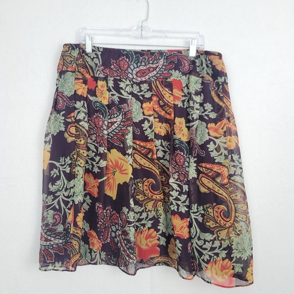 Floral Paisley Sz 16P Women's knee length Skirt Lined Floral Feminine Whimsy